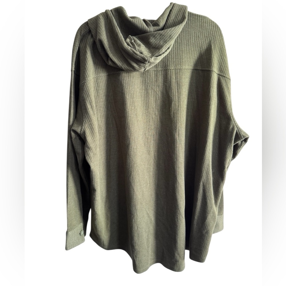 Natural Reflections Olive Hooded Knit Shacket XXL - Picture 2 of 5